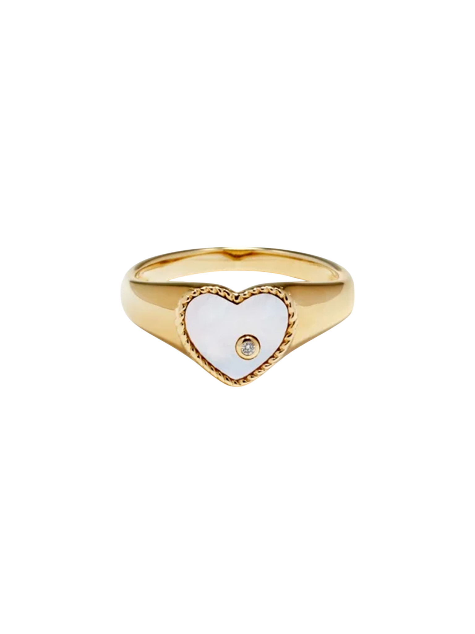 Baby chevalière coeur nacre or jaune ring (Refurbished)
